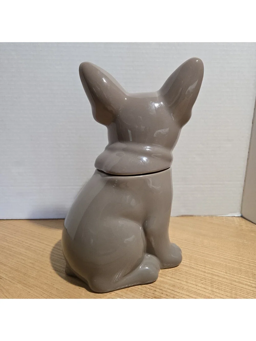 French Bulldog Cookie Jar Stoneware Frenchie Dog Treats Canister 10.5x5.25x6